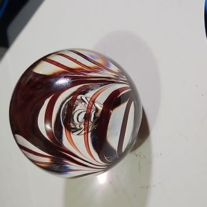 Maroon/brown LANGHAM Art Glass Paperweight 3" ENGLAND